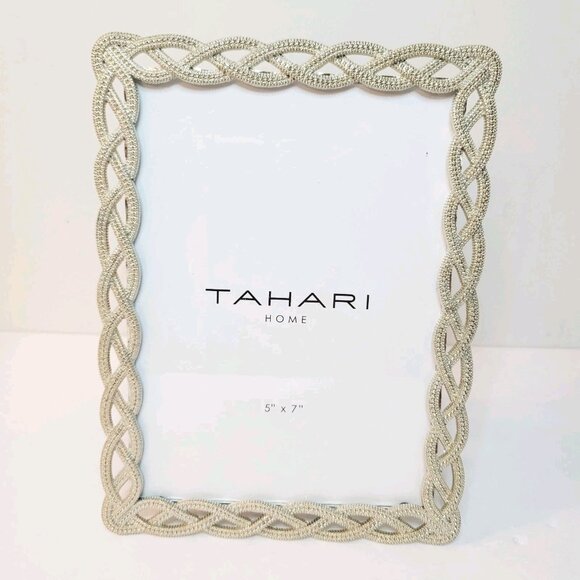 Tahari Home Silver Rhinestone Tone Free Standing 5 x 7 Photo Picture Frame - Picture 1 of 4